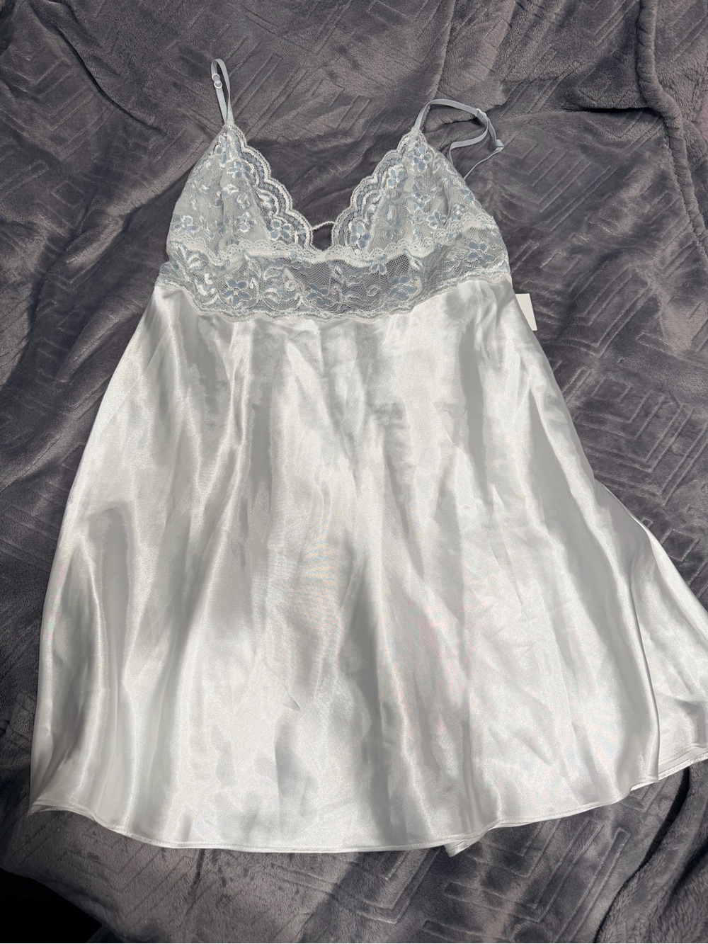 Ivory Satin Lace Chemise with Delicate Lace Bodice